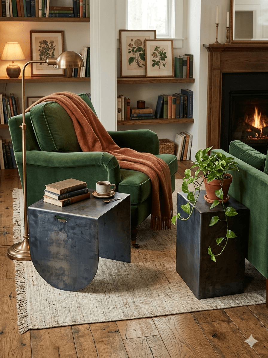 The Porter — raw steel side table